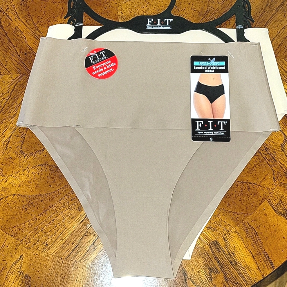 FIT 2pk Bonded Waistband, High Waisted Bikinis, Light Control, S, Tan, NWT